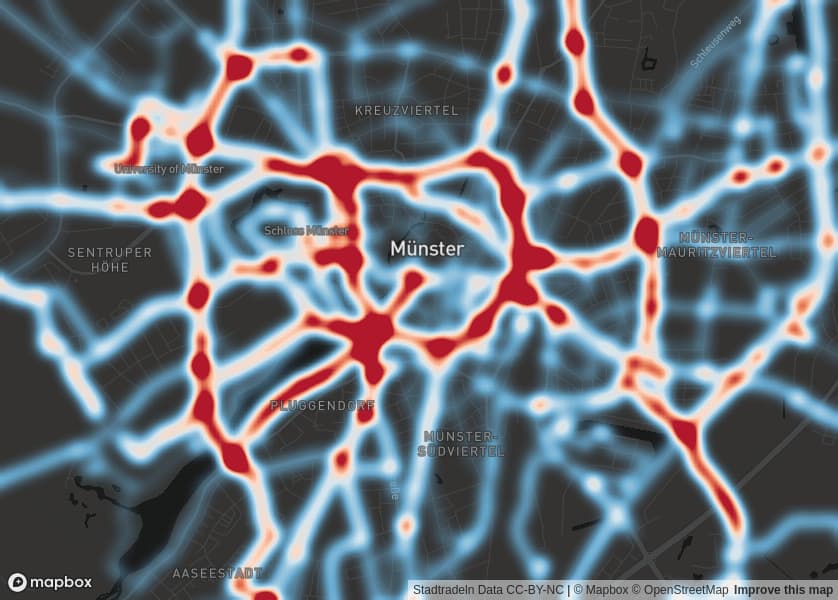 Screenshot Stadtradeln Heatmap